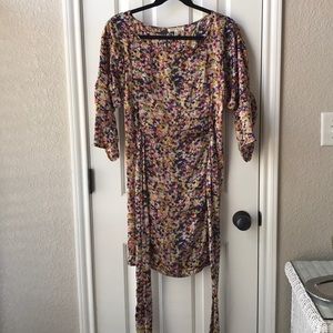 Multi-color tie waist dress